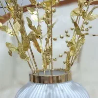 گلدون دو رنگ سفید طلایی