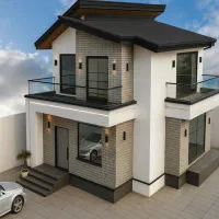 طراحی نقشه داخلی نما ومحوطه ویلایی مسکونی تجاری