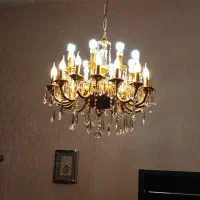 لوستر برنجی ۲۴ شاخه آب طلا