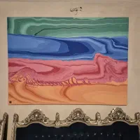 تابلو بوم نقاشی اکرولیک با رنگ امیزی متفاوت