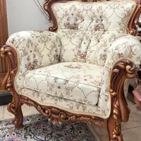 مبل سلطنتی نه نفره تمام چوب گردو  سالم و خوش‌نشین