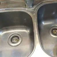 سینک استیل دو لگن همراه با متعلقات