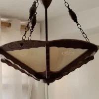 لوسرچوبی با دیوارکوب و لوستر سه شاخه کریستالی|لوستر و چراغ آویز|کرج, باغستان|دیوار