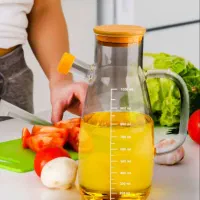 روغن ریز یا آبلیمو خوری پیرکس با درب بامبو