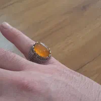 انگشتر عقیق پرتقالی رگه خونی دار|جواهرات|برازجان, |دیوار