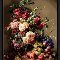 تابلو فرش نیمه بافته با تمام وسایل و نخ و نقشه