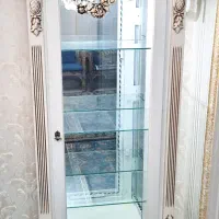 ویترین بوفه سفید چوبی