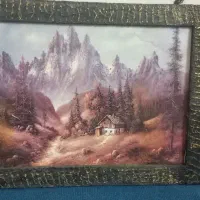 تابلو نقاشی زیبا با طرح کلبه|تابلو، نقاشی، عکس|قم, نیروگاه|دیوار