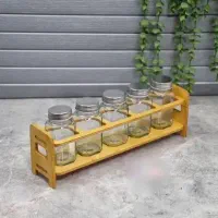 استند چوبی ادویه با شیشه