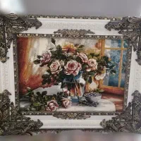 تابلو فرش طرح گلدان کنار پنجره