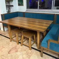 میز ناهار خوری پارچه مخمل ،چوب روسی ،میز روکش گردو