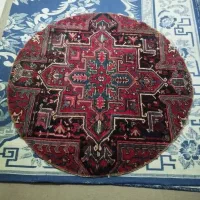 دوعددفرش گرد دستبافت قدیمی