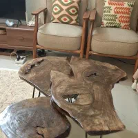 میز جلو مبلی 3 تیکه با اسلب چوب گردو