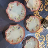 بشقاب پذیرایی گلدار صورتی