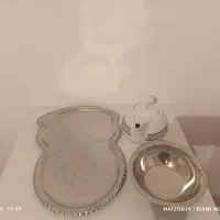 سماورگازی ب همراه قوری و کاسه و سینی|سماور، چای‌ساز، قهوه‌ساز|محمدیه-قزوین, |دیوار