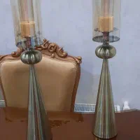 دو عدد شمعدان برنزی