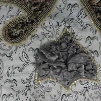 کتیبه پرده .دو عدد کناره والان پرده و پرده حریر