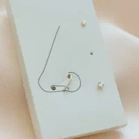پرسینگ بینی نقره نگینی دوتایی و حلقه ای