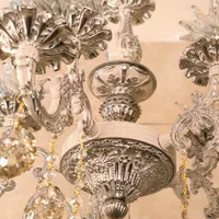 لوستر دوگل بزرگ نقره ای کرم 5 شاخه 10 لامپه جدید|لوستر و چراغ آویز|تبریز, |دیوار