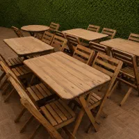 تولید میز صندلی تاشو چوبی کمجا کافه / کد RTY 70