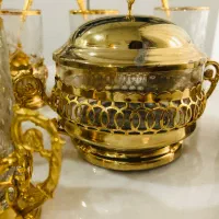 حراج دو دست سرویس چای و قهوه خوری برنجی و چینی|حراج|تهران, تهران‌نو|دیوار