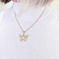 فروش عمده گردنبند های طلاروس با زنجیر و پک پروانه