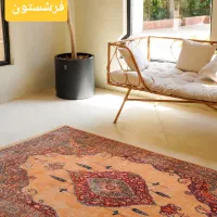 فرش ابریشمی نارنجی زرد