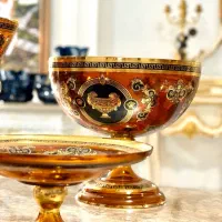 پذیرایی طلاکوب جهیزیه کریستال نودکور چک لاسترعسلی