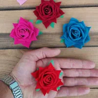 *گل رز مینیاتوری قطر۶/۵ سانت مخمل*|گل مصنوعی|سیاهکل, |دیوار