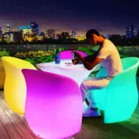 میز و صندلی LED رستوران کافه مبل کمرباریک RGB