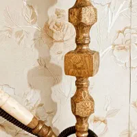 قلیان تنه شمش حکاکی شده شیشه سه پوست. دوسیب