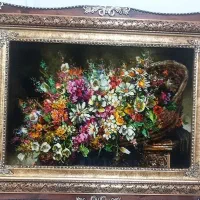 تابلو گل بابونه کد 14 دستبافت و ابریشم دار