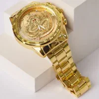 ساعت مردانه طلایی صفحه طلایی مدل DRAGON
