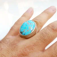 انگشتر نقره فیروزه کرمانی زنده|جواهرات|تهران, المهدی|دیوار
