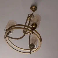 دوعدد لوستر سه شاخه دور حلقه طایی