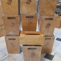 سطل و جا دستمالی چوبی