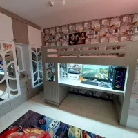 تخت دوطبقه چـوبـین|تخت و سرویس خواب|برخوار, |دیوار