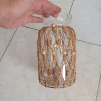 گلدان شیشه ای بابافت رافیا