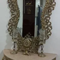 آیینه دوتا شمعدون و ساعت  آلومینیوم آبکاری شده