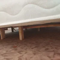 فروش تخت دو نفره با تشک در حد نو و دراور چوبی چوب|تخت و سرویس خواب|فردیس, فردیس|دیوار