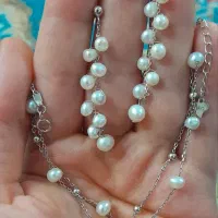 گردنبند نقره و مروارید پرورشی