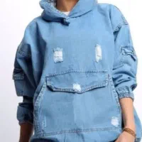 هودی جین لش همراه تیشرت لانگ اتیکتدار فیری سایز