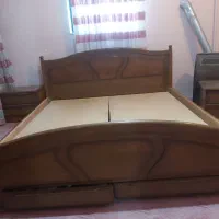 تخت تمام چوب با دو پا تختی تمام چوب