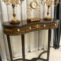 میز کنسول انتیک ساعت شمعدان قدیمی شمعدون عتیقه