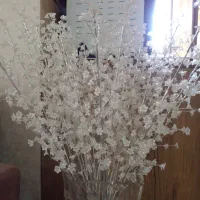 گل کریستالی  شکوفه سفیدطلایی وسفید نقره ای