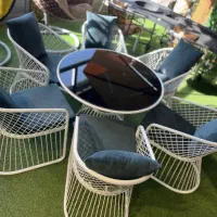 میز صندلی /اماتیس ضربدری سنگین رنگ کوره ای/کافه ای