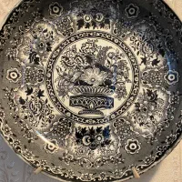 بشقاب آنتیک آبی-سفید