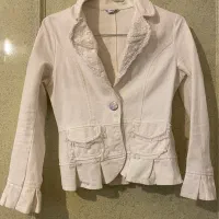 کت تک دخترونه کتان سفید،ارسال سریع