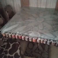 میز ناهارخوری شیشه ای و چوبی کاردست