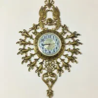 ساعت دیواری برنجی دکوری برنجی سیاه قلم کاری شده